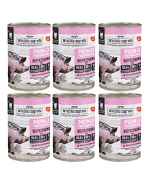 WIEJSKA ZAGRODA Nassfutter mit Schweinefleisch Monoprotein für adulte Katzen 6x400 g