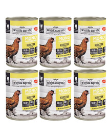 WIEJSKA ZAGRODA Nassfutter mit Huhn Monoprotein für adulte Katzen 6x400 g