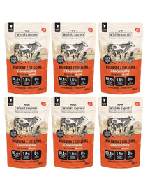 WIEJSKA ZAGRODA Superfoods Nassfutter Rindfleisch mit Kalbfleisch und Katzenminze für adulte Katzen getreidefrei 6x100 g