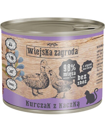 WIEJSKA ZAGRODA Nassfutter Huhn und Ente für adulte Katzen getreidefrei 12x200 g