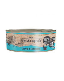 WIEJSKA ZAGRODA Nassfutter Truthahn mit Lachs für adulte Katzen getreidefrei 24x85 g