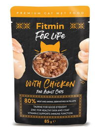 FITMIN cat for life pouch adult chicken Nassfutter mit Huhn für Katzen 28 x 85 g