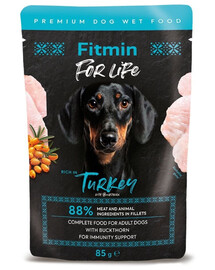 FITMIN For Life Dog Adult Turkey Nassfutter Pute mit Sanddorn in Soße für adulte Hunde 85g