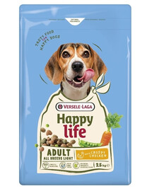VERSELE-LAGA Happy Life Adult Light mit Huhn Futter für übergewichtige Hunde 2,5 kg