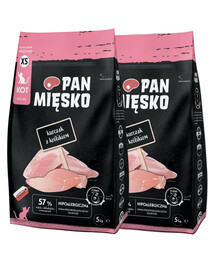 PAN MIĘSKO Trockenfutter mit Huhn und Kaninchen für Kätzchen XS 2x5 kg
