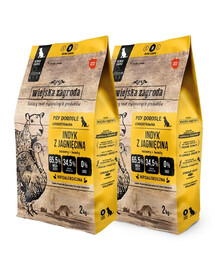 WIEJSKA ZAGRODA Trockenfutter Pute mit Lamm für adulte Hunde M getreidefrei 2x2 kg
