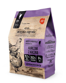 WIEJSKA ZAGRODA Trockenfutter mit Huhn und Ente für adulte Katzen getreidefrei 400 g