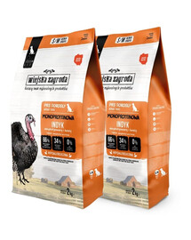 WIEJSKA ZAGRODA Trockenfutter mit Pute Monoprotein für adulte S/M Hunde 2x2 kg