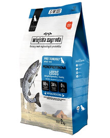 WIEJSKA ZAGRODA Trockenfutter mit Lachs Monoprotein für adulte Hunde S/M getreidefrei 2 kg
