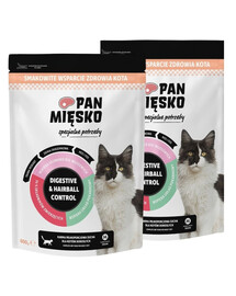 PAN MIĘSKO Trockenfutter Digestive & Hairball Control Truthahn mit Lachs für Katzen 2x800 g
