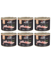 PAN MIĘSKO Nassfutter mit Pute, Kaninchen und Thymian für adulte Katzen hypoallergen 6x200 g