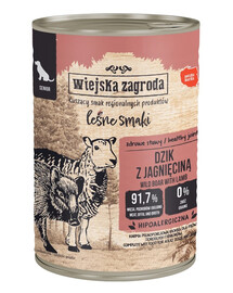 WIEJSKA ZAGRODA Nassfutter Wildschwein mit Lamm für ältere Hunde getreidefrei 400 g