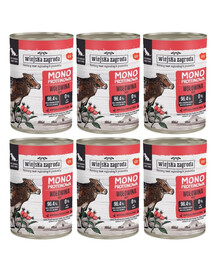 WIEJSKA ZAGRODA Nassfutter mit Rind Monoprotein für adulte Hunde getreidefrei 6x400 g