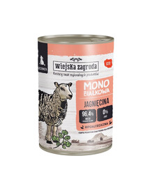 WIEJSKA ZAGRODA Nassfutter mit Lamm Monoprotein für Welpen getreidefrei 400 g