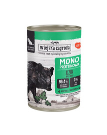 WIEJSKA ZAGRODA Nassfutter Wildschwein Monoprotein für adulte Hunde getreidefrei 400 g