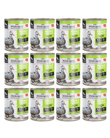 WIEJSKA ZAGRODA Nassfutter mit Ente Monoprotein für adulte Hunde getreidefrei 12x800 g