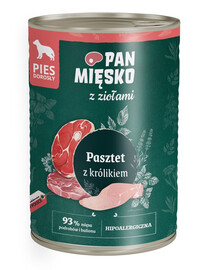 PAN MIĘSKO mit Kräutern Pastete mit Kaninchen für adulte Hunde hypallergen 400 g