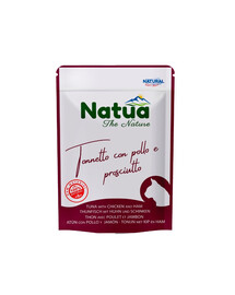 NATUA Nassfutter mit Thunfisch, Hähnchen und Schinken in Gelee für Katzen 70 g