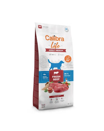 CALIBRA Life Adult Medium Fresh Beef Trockenfutter mit Rindfleisch für Hunde mittelgroßer Rassen 12 kg