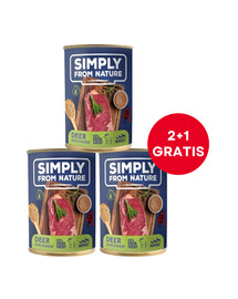 SIMPLY FROM NATURE Nassfutter für Hunde Hirsch mit Buchweizen 400 g (2+1 GRATIS)
