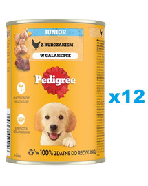 PEDIGREE Junior 12 x 400g mokra pełnoporcjowa karma dla dorastających psów z kurczakiem w galaretce