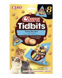 INABA Cat Churu Tidbits Tuna Recipe weiche und cremige Leckerlis mit Thunfisch für Katzen 8x12g