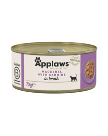 APPLAWS Cat Adult Mackerel with Sardine in Broth makrela i sardynka w bulionie 70 g