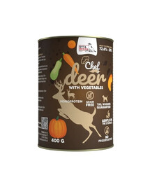 SYTA MICHA Chef Nassfutter Monoprotein Hirsch mit Gemüse für adulte Hunde getreidefrei 400 g