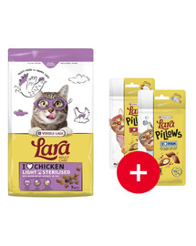 VERSELE-LAGA Lara Adult Light Sterilized Futter für sterilisierten Katzen 7 kg + 2 Leckerlis