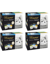 MIAMOR Ragout Royale Nassfutter mit Kaninchen, Thunfisch und Huhn in Gelee für adulte Katzen 48x100 g