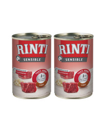 RINTI Sensible Nassfutter mit Rind und Reis für sensible Hunde glutenfrei 2x400g