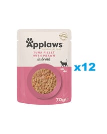 APPLAWS Cat Adult Pouch Tuna Fillet with Prawns in Broth tuńczyk i krewetki tygrysie w bulionie 12x70 g