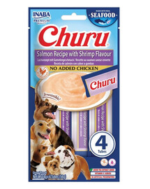 Dog Churu Fish Based Salmon with Shrimp Recipe 4x14g kremowe przysmaki z łososiem i krewetkami dla psów
