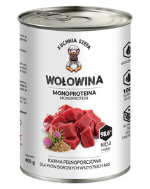 KUCHNIA SZEFA Nassfutter Rind Monoprotein für Hunde aller Rassen 400 g