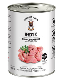 KUCHNIA SZEFA Nassfutter Truthahn Monoprotein für Hunde aller Rassen 400 g