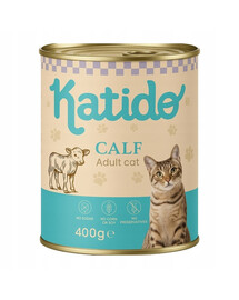KATIDO Adult Cat Veal Nassfutter Kalbfleisch mit Lachsöl für Katzen 400 g