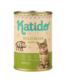 KATIDO Adult Cat Wild Boar Nassfutter Wildschwein mit Lachsöl für Katzen 400 g