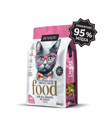 DR MALOU Gefriergetrocknetes Futter mit Huhn und Hühnerherzen, 500 g, Trockenfutter für Katzen