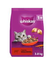 WHISKAS Trockenfutter mit Rind für adulte Katzen 3,8 kg