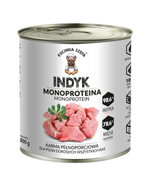 KUCHNIA SZEFA Nassfutter Truthahn Monoprotein für Hunde 800g