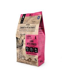 COUNTRY OF ANIMALS Lamb with Spinat Trockenfutter mit Lamm und Spinat für Welpen S, 9 kg