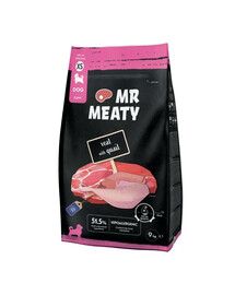 MR MEATY Veal with Quail Trockenfutter mit Kalb und Wachtel für adulte Hunde XS hypoallergen 9 kg