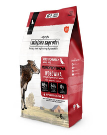WIEJSKA ZAGRODA Trockenfutter mit Rind Monoprotein für adulte M/L Hunde 6 kg