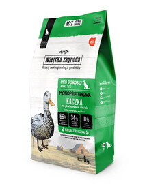 WIEJSKA ZAGRODA Trockenfutter mit Ente Monoprotein für adulte Hunde M/L getreidefrei 6 kg
