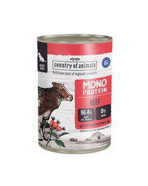 COUNTRY OF ANIMALS Nassfutter Monoprotein Rind für adulte Hunde 400g
