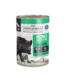 COUNTRY OF ANIMALS Nassfutter Monoprotein Wildschweinfleisch für adulte Hunde 400g