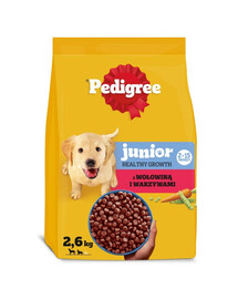 PEDIGREE Junior Trockenfutter mit Rind und Gemüse für Welpen mittelgroßer und großer Rassen 2,6 kg