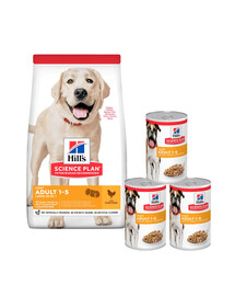 HILL'S Science Plan Canine Adult Light Large breed Chicken 18 kg für Hunde großer Rassen mit Huhn + 3 Dosen GRATIS