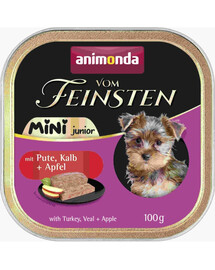 ANIMONDA Vom Feinsten Nassfutter mit Pute, Kalb und Apfel für junge kleine Hunde 6x100g
