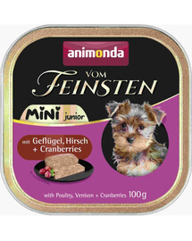 ANIMONDA Vom Feinsten Nassfutter mit Geflügel, Wild und Cranberry für Welpen kleiner Rassen 12x100g